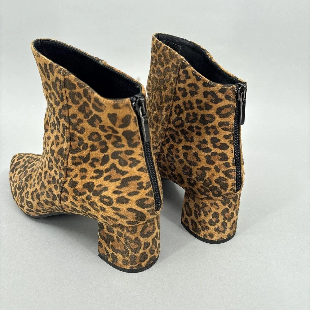 Cordani Boots 8.5 39 Queenie Brown Leopard Suede Ankle Booties Block Heel Italy